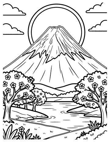 Mount Fuji coloring page
