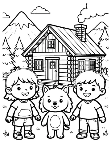 Mountain Cabin coloring page