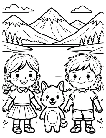 Mountain Lake coloring page