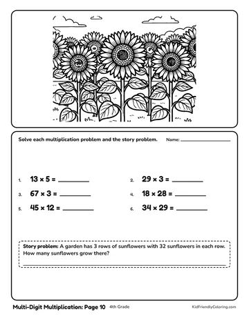 Multi-Digit Multiplication: Page 10 coloring page