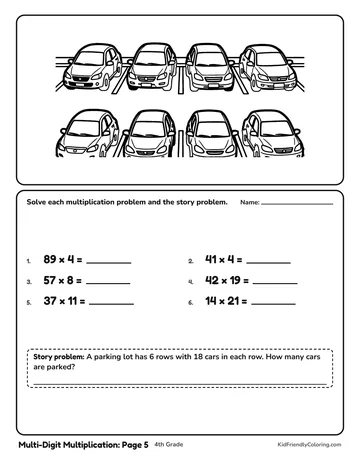 Multi-Digit Multiplication: Page 5 coloring page