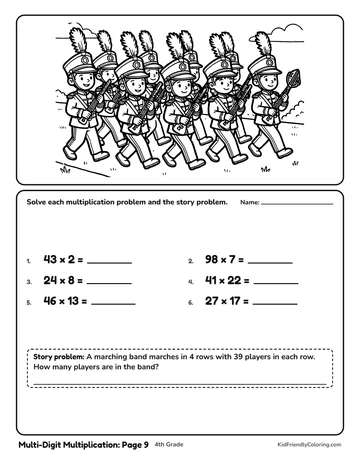 Multi-Digit Multiplication: Page 9 coloring page