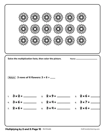 Multiplying by 2 and 3: Page 10 coloring page