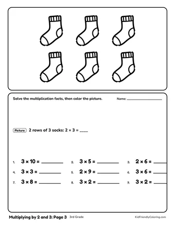 Multiplying by 2 and 3: Page 3 coloring page