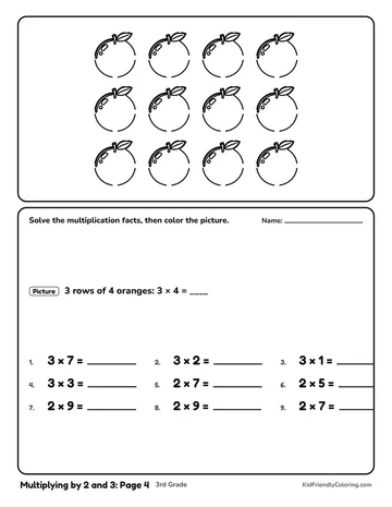 Multiplying by 2 and 3: Page 4 coloring page