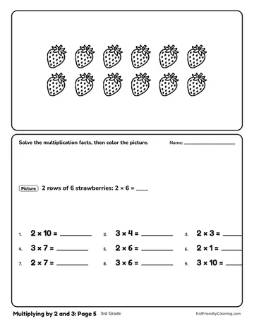 Multiplying by 2 and 3: Page 5 coloring page