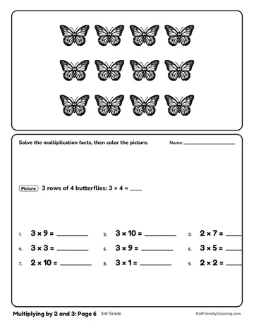 Multiplying by 2 and 3: Page 6 coloring page