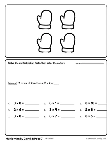 Multiplying by 2 and 3: Page 7 coloring page