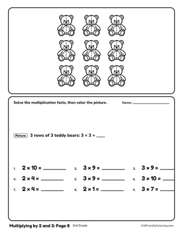 Multiplying by 2 and 3: Page 8 coloring page