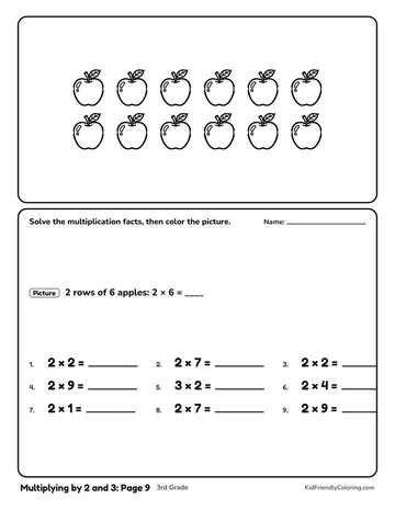 Multiplying by 2 and 3: Page 9 coloring page
