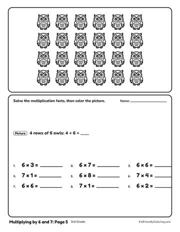 Multiplying by 6 and 7: Page 5 coloring page