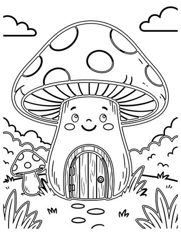 Mushroom House coloring page