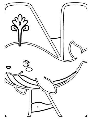 N Is for Narwhal coloring page