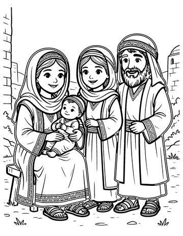 Naomi Holds Baby Obed coloring page