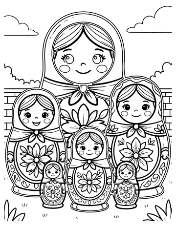 Nesting Dolls coloring page