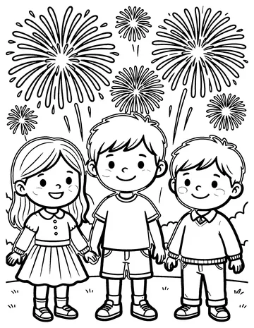 New Year Fireworks coloring page