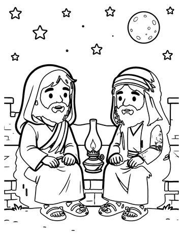 Nicodemus Visits at Night coloring page