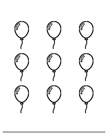 Nine Balloons coloring page