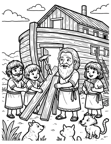 Noah Builds the Ark coloring page