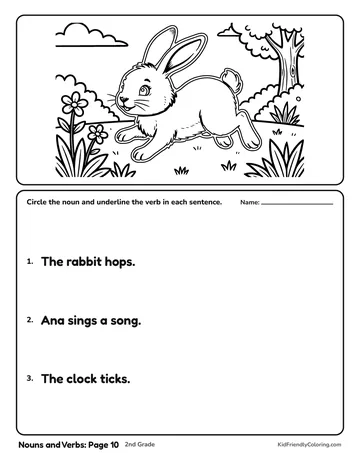 Nouns and Verbs: Page 10 coloring page