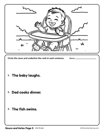 Nouns and Verbs: Page 3 coloring page