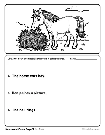 Nouns and Verbs: Page 4 coloring page