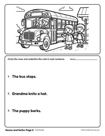 Nouns and Verbs: Page 6 coloring page