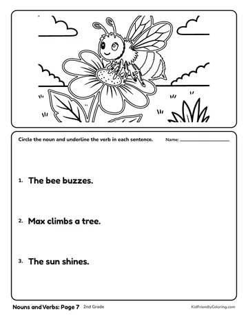 Nouns and Verbs: Page 7 coloring page