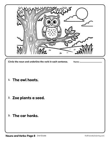 Nouns and Verbs: Page 8 coloring page