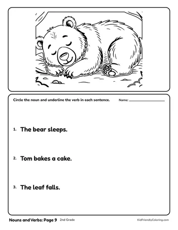 Nouns and Verbs: Page 9 coloring page