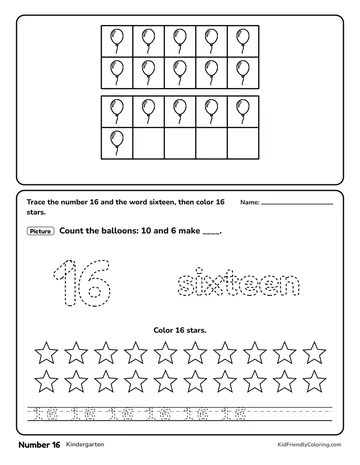 Number 16 coloring page