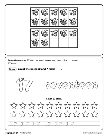 Number 17 coloring page