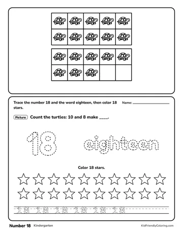 Number 18 coloring page