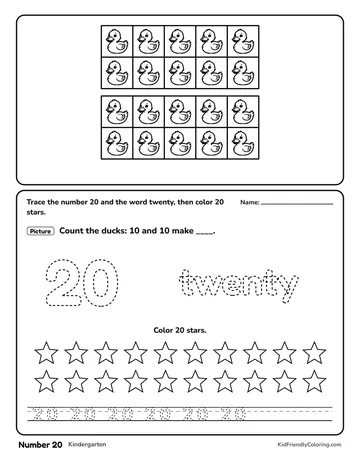Number 20 coloring page