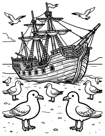 Old Shipwreck coloring page