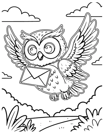 Owl Delivers a Letter coloring page