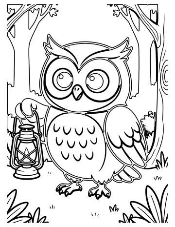 Owl with a Lantern coloring page