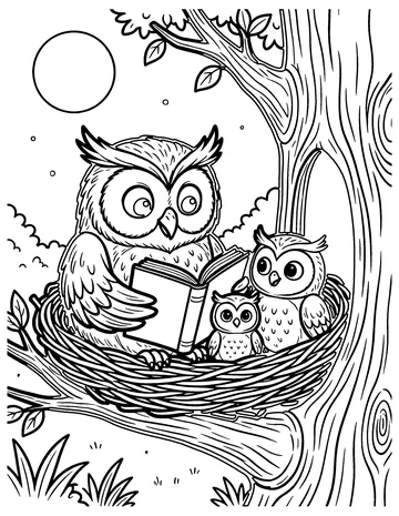 Owl's Bedtime Story coloring page