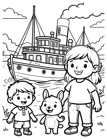 Paddle Steamer coloring page