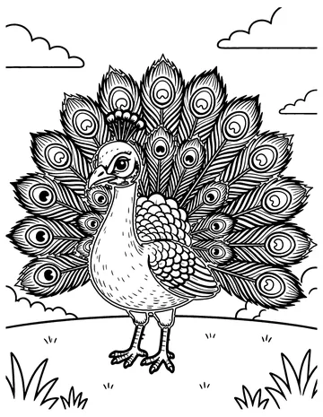 Peacock Display coloring page