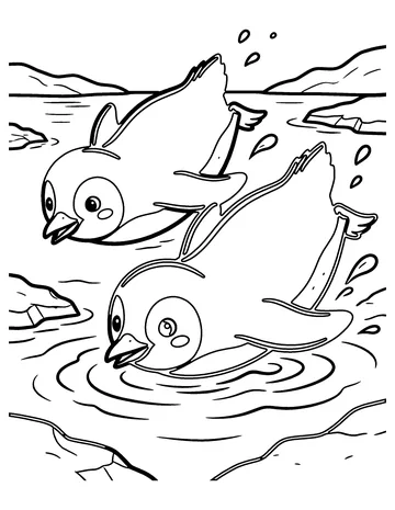 Penguin Dive coloring page