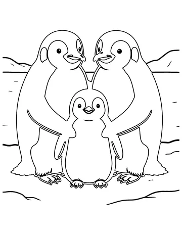 Penguin Family coloring page