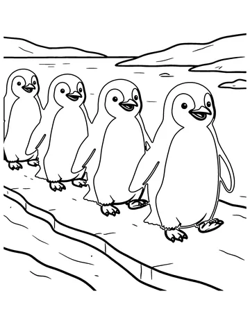 Penguin Parade coloring page