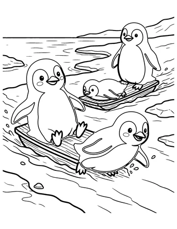 Penguins on the Ice coloring page