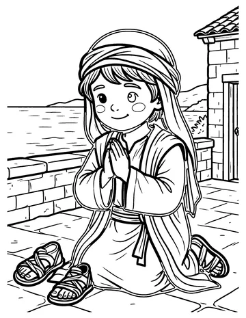Peter Prays on the Rooftop coloring page