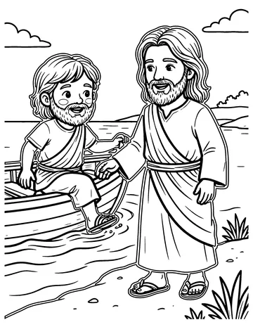 Peter Walks on Water coloring page