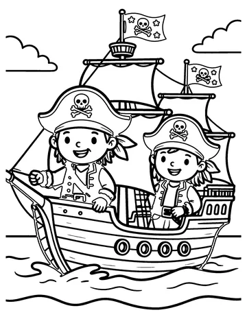 Pirate Ship Battle coloring page