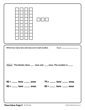 Place Value: Page 3 coloring page