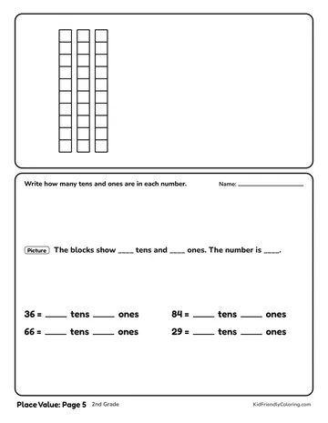 Place Value: Page 5 coloring page