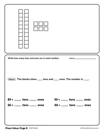 Place Value: Page 8 coloring page